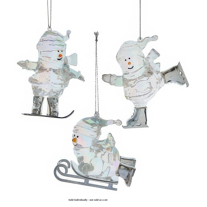 Opalescent Snowmen Winter Ornament