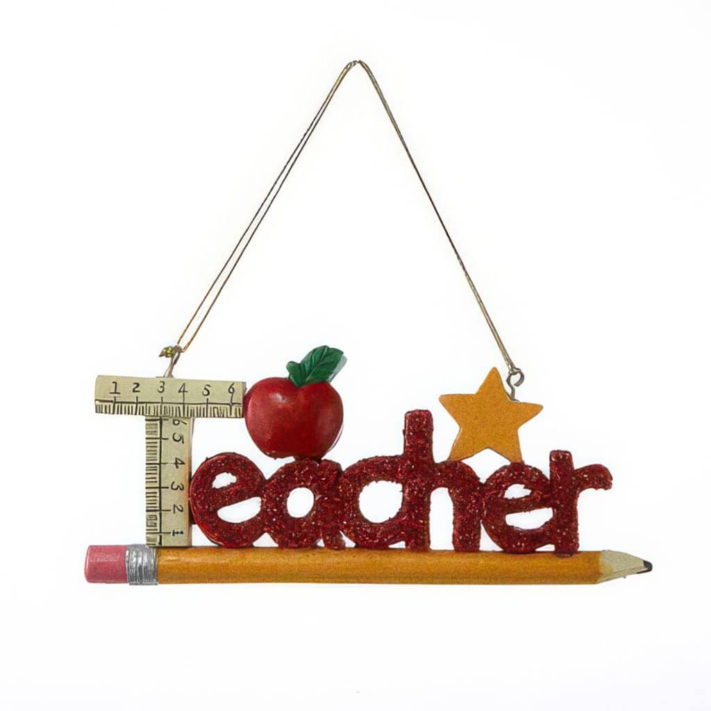 Red Glitter Teacher Ornament Personalize