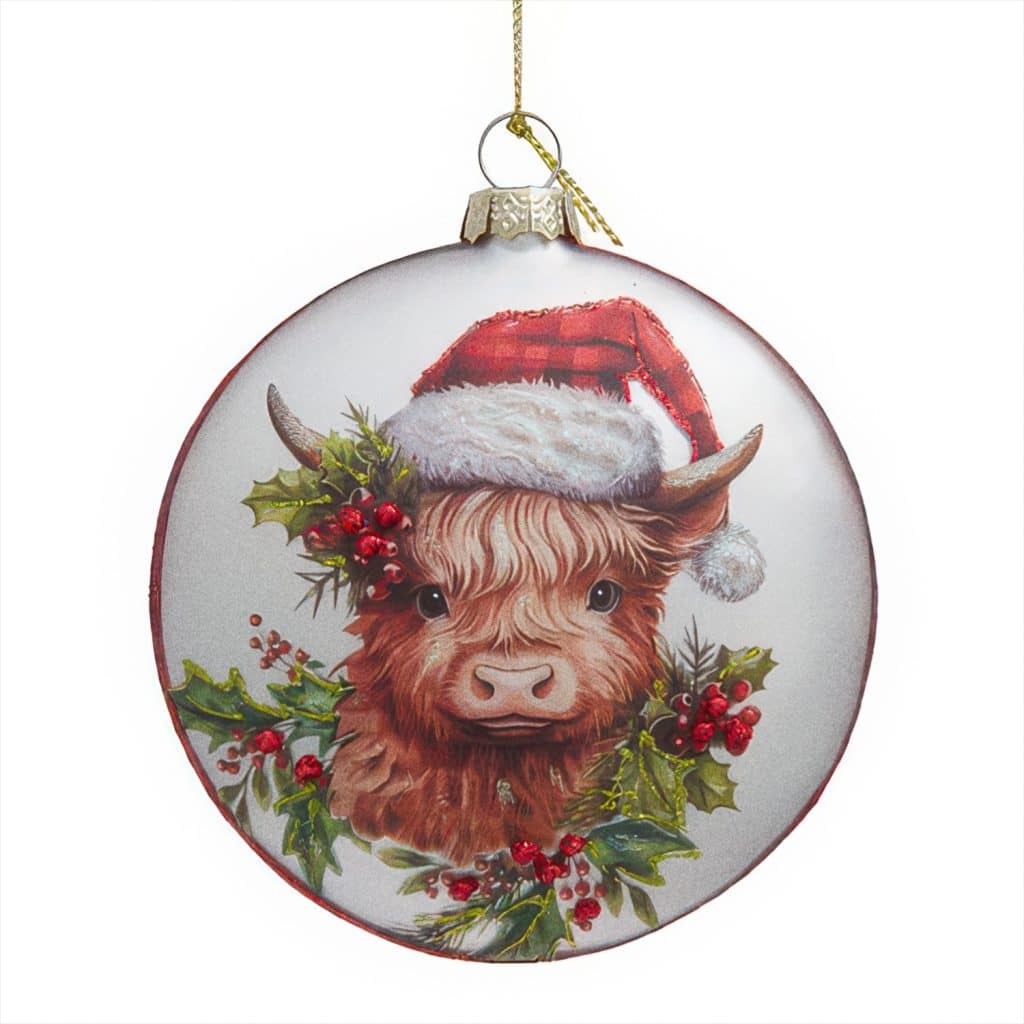 Santa Hat Highland Cow Ornament