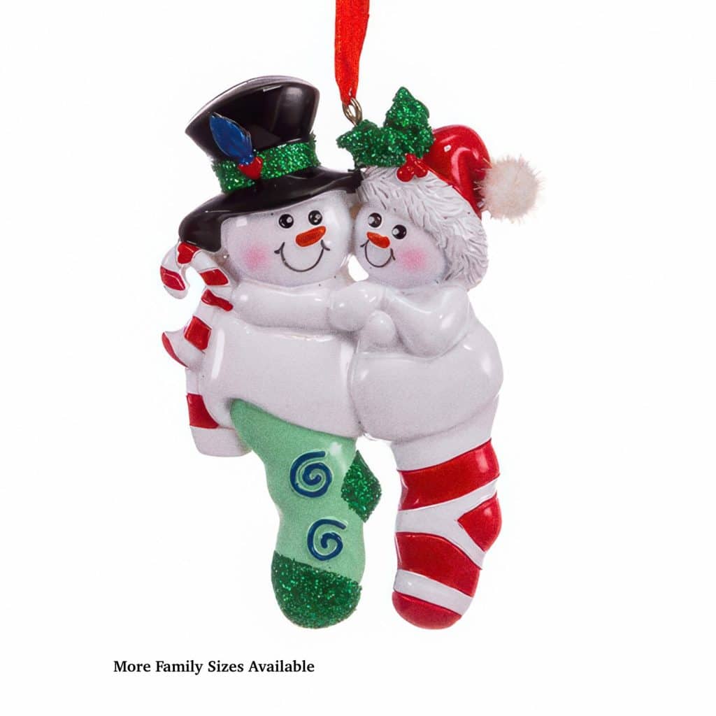 Snowman Stocking Family Ornaments Personalize