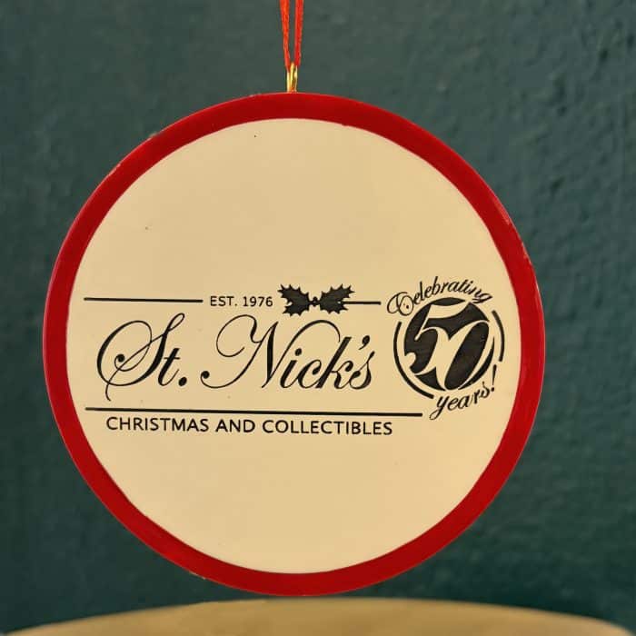 St Nicks Santa 50th Anniversary Ornament Back