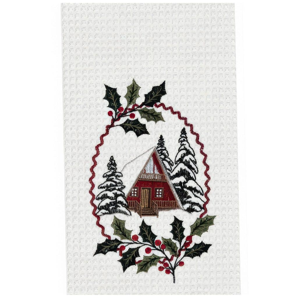 Alpine Ski Lodge Christmas Kitchen Towel