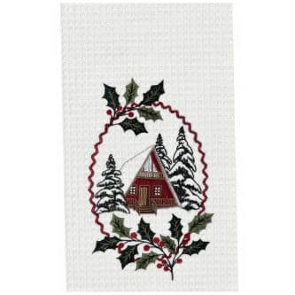 Alpine Ski Lodge Christmas Kitchen Towel