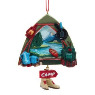 Camping Tent And Equipment Ornament