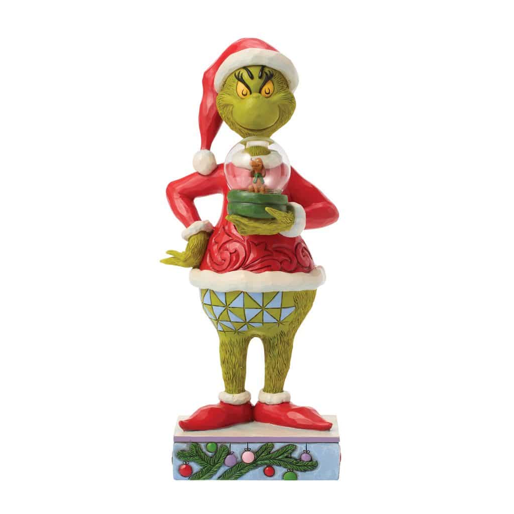 Grinch Holding Dome with Max by Jim Shore
