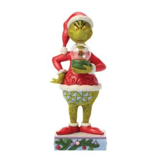 Grinch Holding Dome With Max By Jim Shore