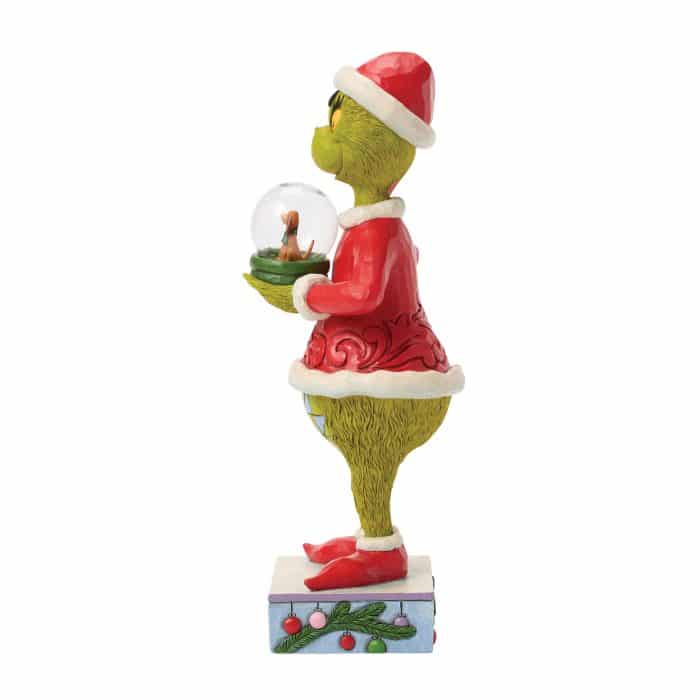 Grinch Holding Dome with Max by Jim Shore Side