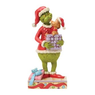 Grinch Holding Gift With Max By Jim Shore