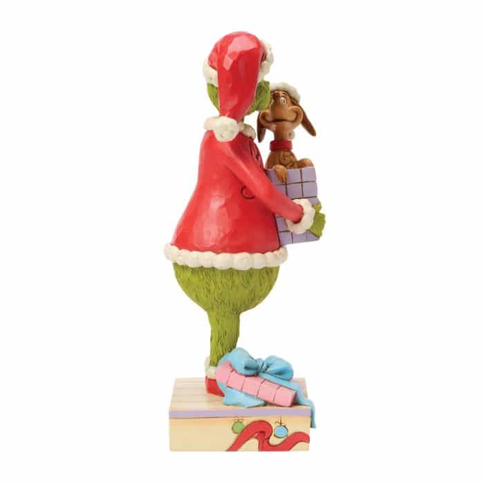 Grinch Holding Gift with Max by Jim Shore Side