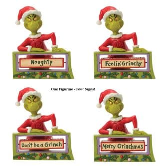 Grinch With Rotating Sign By Jim Shore