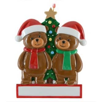 Christmas Bear Couple Ornament Personalize